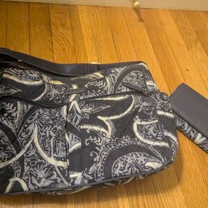 Vera Bradley Blue Tote With Matching Wallet